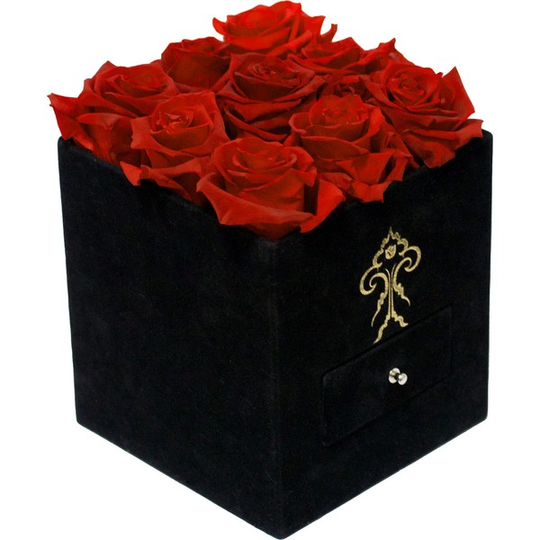 Premium Roses | Fresh Flowers for Delivery Prime That Last 365 Days | Red Roses in a Box Naturally Preserved | Flowers for Valentine's Day, Christmas, Birthdays or Any Ocation (Black Box, Small)