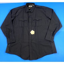 Flying Cross XL FLYING CROSS MENS JUSTICE POLY WOOL L/S ZIP FRONT SHIRT LAPD NAVY 17.5 x 35