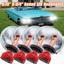 Shyfrult Upgrade FOR Ford Galaxie 500 1962-1974 4pcs 5.75" Round Led Headlights High/Low