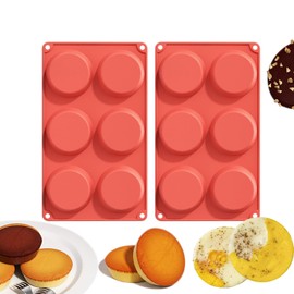 Silicone Egg Chocolate Molds 2 Packs Muffin Top Pans for Baking 3" Round Egg Bites Hamburger Corn Bread Mousse