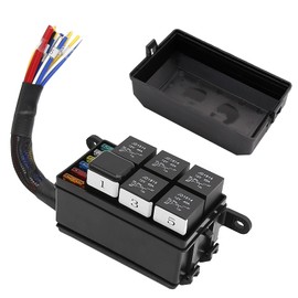 Saihisday 12V Relay Fuse Box with Pre-Wiring Improved Six-Way Fuse, Waterproof 6-Way Fuse Relay Box Replacement for Most Vehicles, Truck Trailer Camper Marine