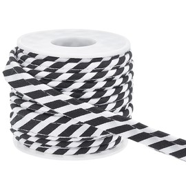 BENECREAT 10m Black Stripe Bias Tape, 12mm Single Fold Bias Binding Tape Seaming Quilting for Cheongsam Decoration, Clothing Seaming Piping