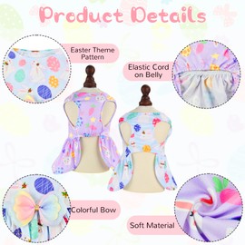 Vehomy 2Pcs Easter Day Dog Dresses Bunny Carrot Easter Egg Pattern Puppy Dress with Bow Dog Easter Skirt Holiday Outfit Pet Dog Easter Apparel Clothes for Small Medium Dogs Cats XL