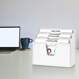 Acrimet Horizontal Triple File Folder Holder Organizer (White Color)
