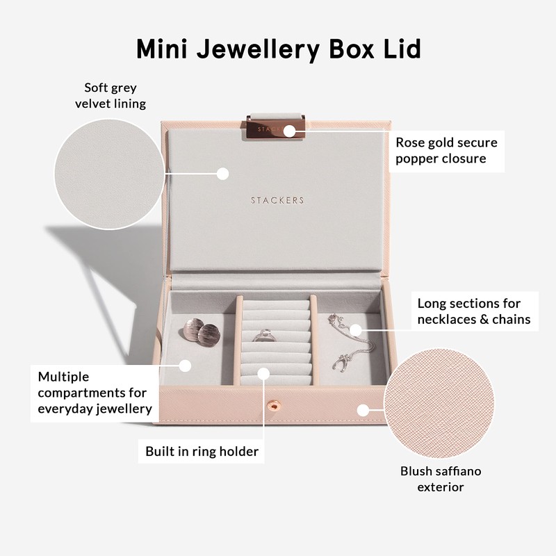 Stackers Blush Pink Mini Jewellery Box Lid
