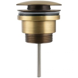 VALAZ Universal Plug Suitable for Sinks and Bidet with and without Overflow in Gold Old Gold Old Gold Valve for Drain Click Clack Pop-Up