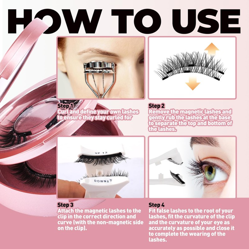 Magnetic Eyelashes, 2 Pairs Magnetic Eyelash Extensions, Reusable Natural Magnetic