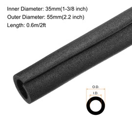 Rebower 2pcs Pipe Insulation Foam Tube 35x55mm 2ft Heat Preservation Foam Pipes [for Copper Water Pipe Freeze Protection] - Black