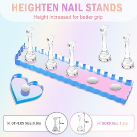 BAGTeck Nail Stand for Press Ons, Nail Holder for Painting Nails, Press on Nail Holder, 1 Heart Shaped Acrylic Magnetic Nail Stands for Nail Art with Double-sided Tape Home Salon DIY Display Supplies