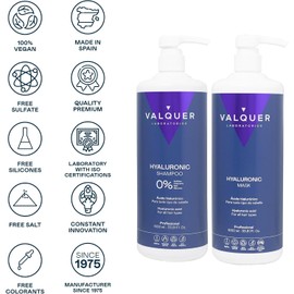 VALQUER Pack Shampoo y Mascarilla Ácido Hialurónico 1 L + 975 ml