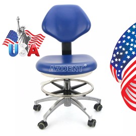 AZDENT Portable Dental Chair Folding Mobile Silla+Air Turbine Unit 4Hole/Doctor Stool - Doctor Assistant Stool #26 Blue