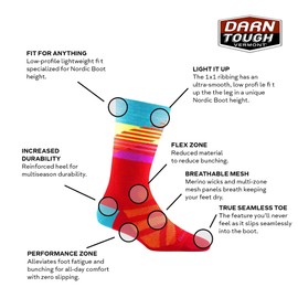 Darn Tough Women's Lillehammer Nordic Boot Lightweight Snow Sock (Style 8031) - Red, Large