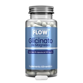 Glicinato de Magnesio - 90 Cápsulas Sin Sabor de 500 mg c/u - Suplemento Alimenticio Apto para Dietas Keto - Sin Azúcar y Sin Gluten - Suministro de 3 Meses - Flow Supplements