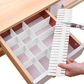 Drawer Dividers, 8 pcs Adjustable Drawer Dividers Organizer Separator for Clothes Makeup Storage of Dresser, Desk & Box in Bathroom, Bedroom, Kitchen and Office (Cut at Will)