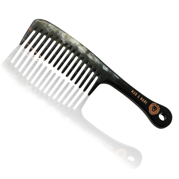 Premium Handmade 100% Oxhorn Anti-Static Detangling and Styling Comb with Wide Teeth for Men and Women