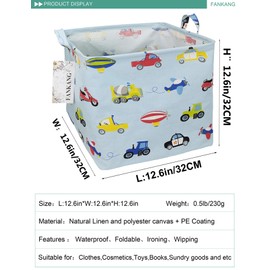 FANKANG Cesta cuadrada de almacenamiento para guardería, cesta de lona plegable con revestimiento de polietileno impermeable, cestas de almacenamiento para niños, oficina, recámara, ropa (coche