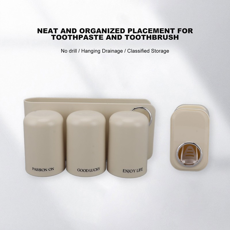 Toothbrush Holder Wall Mounted Multi Functional Toothbrush Toothpaste Dispenser for