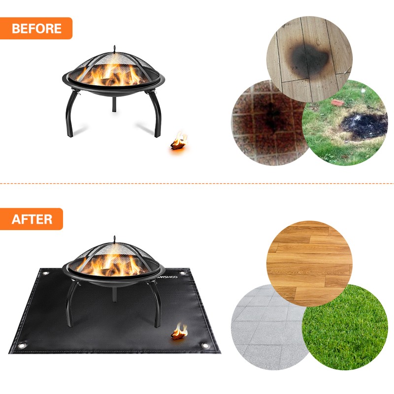 TOMSHOO Under Grill Mat Fire Pit Deck Patio Ember Mat