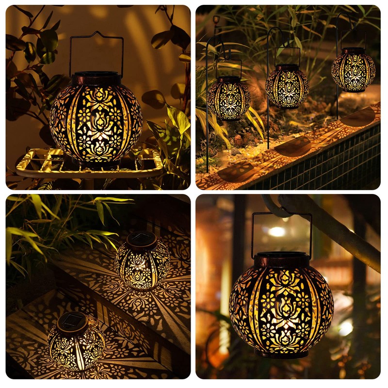 2 Pack Solar Table Lanterns - Solar Hanging Outdoor Lanterns