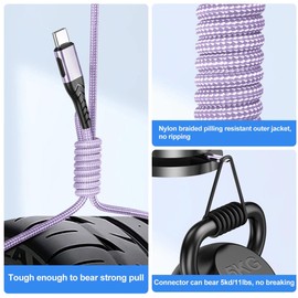 USB-C to USB-C Fast Charging Cable, 100W, 6 Ft, 2-Pack, Purple
