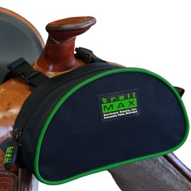 TrailMax Original Pommel Pocket Saddlebag for Western & Endurance Saddles; Cellphone Saddle Horn Bag; Saddle Bag for Horses; Trail Riding Cellphone Pommel Pocket; Green Piping