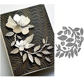 Curved Magnolia Branch Metal Die Cuts Dies Stencil, Curved Magnolia Branch Cutting Dies Cut Stencils DIY Cards Photo Album Craft Decorative Embossing Paper Dies for Album Card Scrapbooking Making