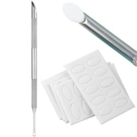 Circle Bevel Nail Cuticle Pusher Tool 50 Grit Pre-polish Sandpaper Sheets Manicure Kit Stainless Steel Double-ended Nail Pusher Cuticle Remover Sand Paper Nail Art Dead Skin Removing Nail Tools