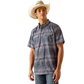 ARIAT Men's Venttek Western Fitted Shirt, Ebony Grey, X-Small