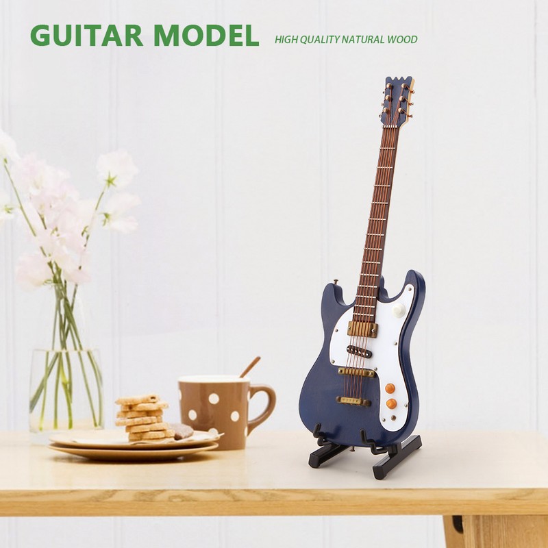 Exquisite Wooden Mini Guitar Model Display Decoration Home Coffee House