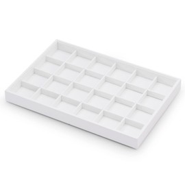 Oirlv High-quality white leather, stackable jewellery tray, 24 grids, jewellery drawer, organiser, trays, rings, earrings