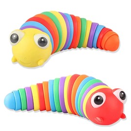 2 Pcs Caterpillar Toy,3D Articulated Caterpillar Sensory Stress Relief,Rainbow Caterpillar, Toys Fingertip for Children,Adults Gift,Stim Toy Decompression Autism ADHD Fidgeting