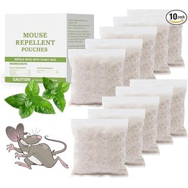 10 Pouches Fearleft-Mouse Repellent Pouches, Mice Repellent Deterrent Indoor & Outdoor, Use in Car,House,Boat,Garage,mothers day gift basket