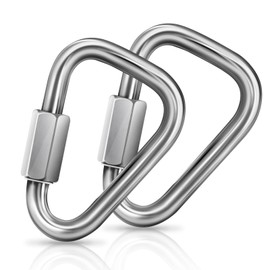 DASKING Delta Quick Link Large Stainless Steel 3.5 Inch Triangle Quick Links, Heavy Duty Triangle Carabiner, Marine Quality, 2 Pieces, 2300 lbs Capacity