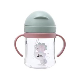 Toddler Water Bottle Sippy Cup Weighted Straw, Trainer Cup with Handles 6+, Non Spill Toddler Sippy Cup, Baby Water Bottle, Leakproof [250ml Olive Green]