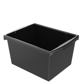 Storex 4 Gallon Storage Bin – Plastic Classroom Organizer for Books and Supplies, Black, 6-Pack (61466U06C)