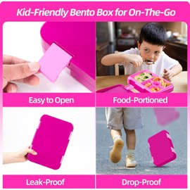 Double Buckle Lunch Box, Leakproof Bento Lunchbox, Sandwich Friendly Tray, Kids & Adults Lunch Box, Easy Open Latch, Compact, Durable, Spacious Food Tray (Red)