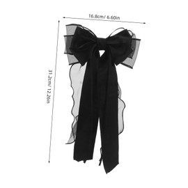 BESPORTBLE Large Black Bow Hair Clip for Women Elegant Lace Mesh Accessory with Strong Grip Spring Clip for All Ages and Effortless Styling