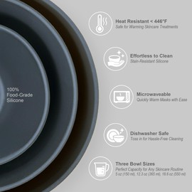 APPEARUS Facial Mask Silicone Mixing Bowl Set – 6-Piece Spa Skincare Kit with 3 Mixing Bowls, Brush & Spatulas – Reusable, Microwave & Dishwasher Safe – Dark Gray