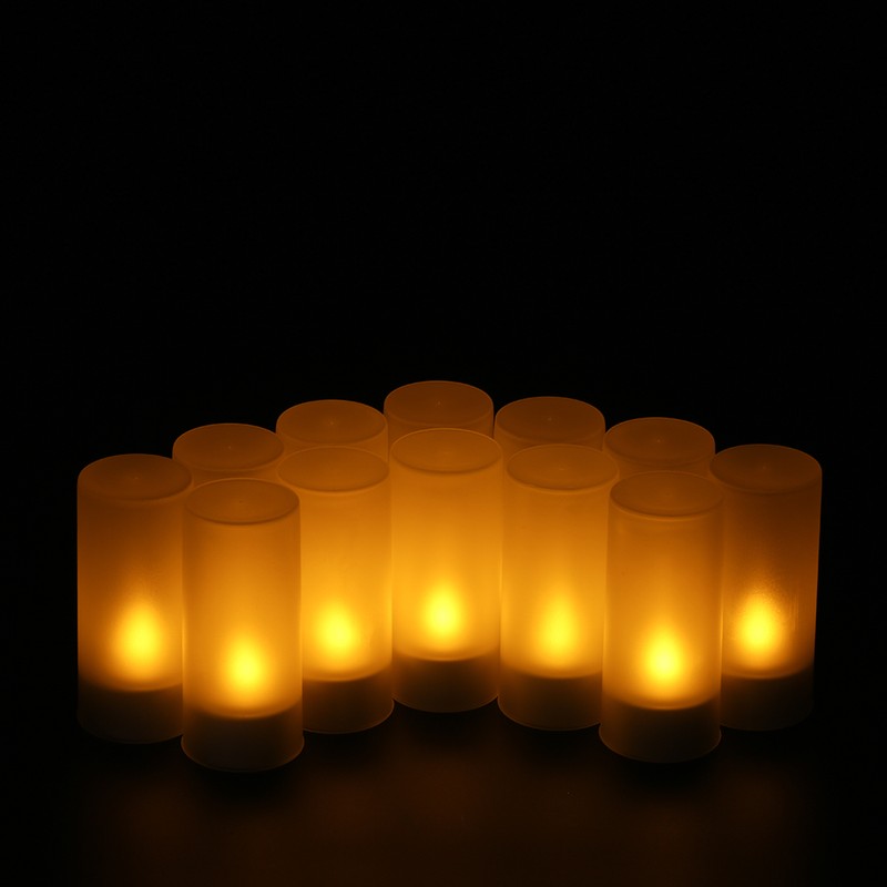 12pcs/set Rechargeable LED Flickering Flameless Candles Tealight Candles Lights with