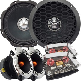 Gravity Warzone Series 6.5” Inches Pro 1000W Peak Power Mid-Range Speakers for Car (2 Speakers) with Heavy Duty Titanium 1200W Super Tweeter (2Tweeters) and Pair of Crossovers