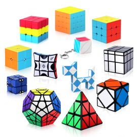 Vdealen 12 Pack Speed Cube Set Puzzle Cube Pack, 2x2 3x3 4x4 Pyramid Dodecahedron Mirror Skewb Snake Ivy Infinity Sandwich Fidget Spinner Magic Cube, Smooth Cube Bundle Toys Gift for Kids & Adults