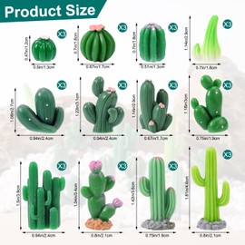 Lyreh 36 Pcs Mini Resin Cactus, Miniature Resin Cactus Figurines 12 Styles Cute Small Artificial Green Cactus Succulent Plants for Garden Flower Pot Bonsai Tiny Micro Landscape Decors