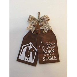 Nativity Religious Wooden Christmas Door Tags Signs