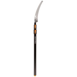 Fiskars Telescopic Pole Pruner (Extends from 3-feet to 8-feet), Hand Saw For Tree Cutting with 12-Inch Double-Grind Saw