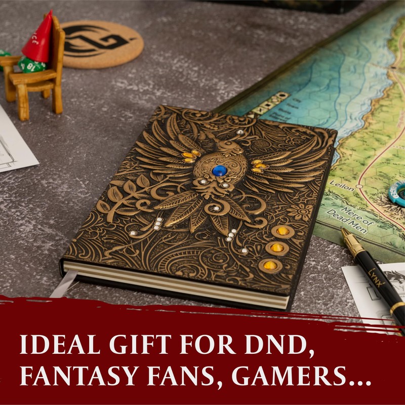 D&D Notebook - RPG Journal/Notebook with 3D Pink Phoenix Motif