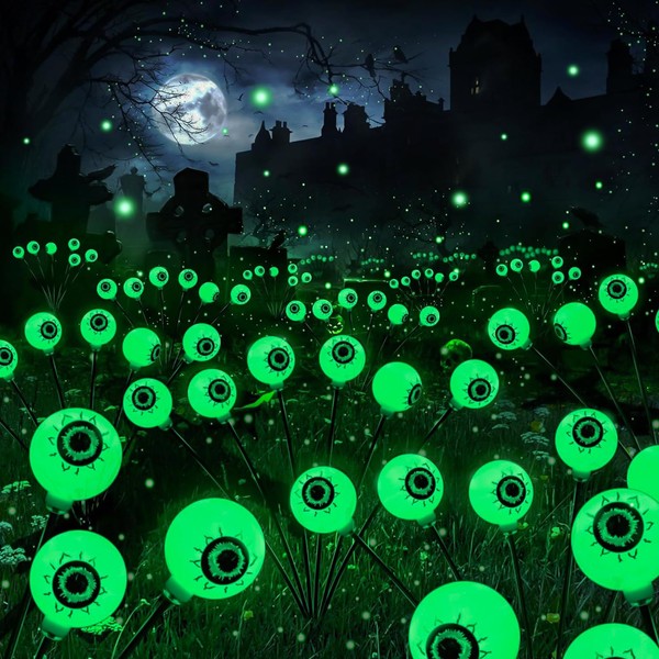 2 Stück Halloween Deko Licht Outdoor, 6 LED Augapfel Halloween