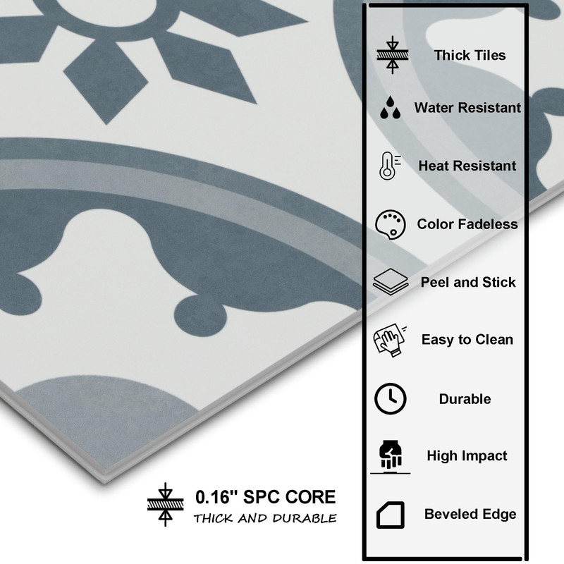 16-Pack Peel and Stick Floor and Wall Tile for Kitchen