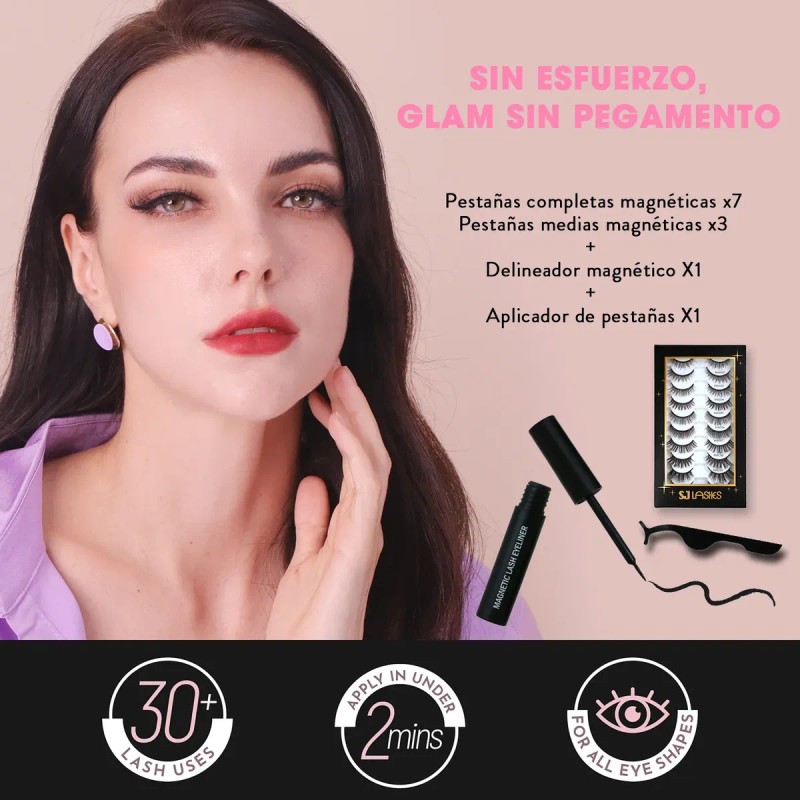 10 Pares Kit Extensiones De Pestañas Postizas Magnéticas 3d