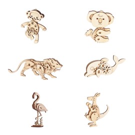 Wooden Animal Puzzles for Ages 8+, 6 Pack 3D Wooden Puzzles, STEM Kits for Kids, Teens, Adults, Wood Crafts Model Kits, STEM Toys, DIY Art Projects, Educational Gifts Toys, Party Favors - Exotic Frens