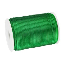 Paybous 3.0 mm x 54 Yards Nylon Satin Cord Beading Braided Thread String for Chinese Knotting Rattail Macrame Bracelets Necklaces Jewelry Making (Green)